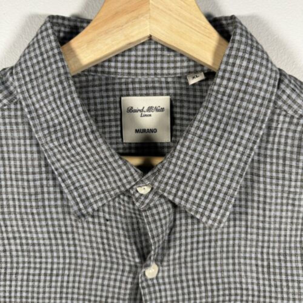 Murano Baird McNutt Linen Shirt Men Small Light Blue Short Sleeve Buttons Luxury
